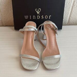 Windsor Silver Heels with Strappy Design